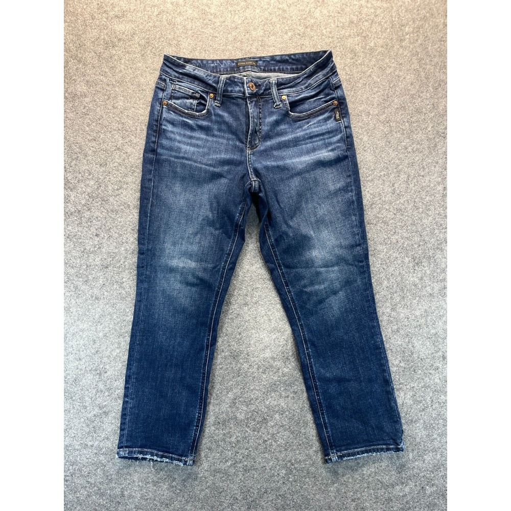 Silver Jeans Women's 30x23 1/2 Capri Dark Blue Mid Rise Stretch Denim Jeans